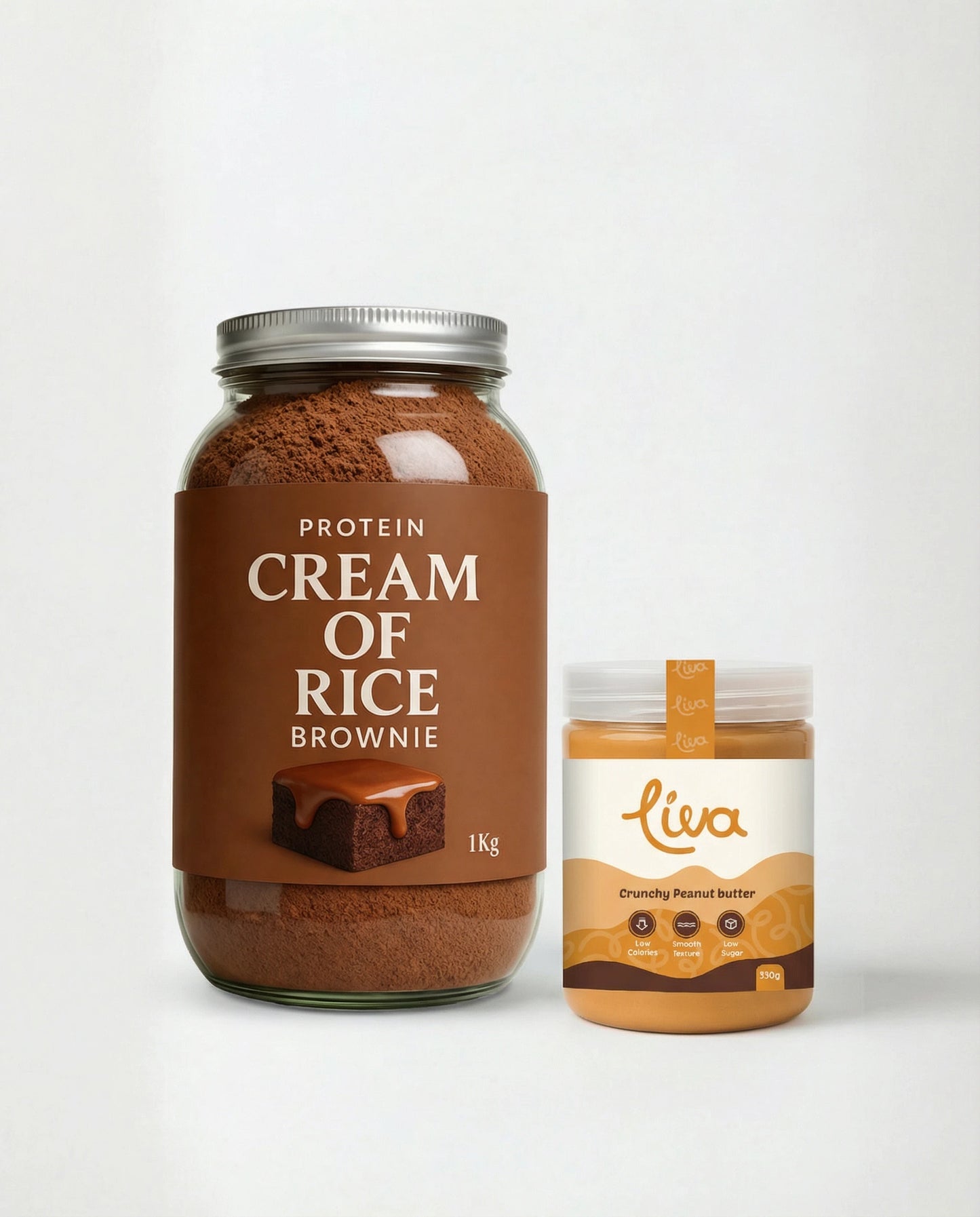 Protein Cream of Rice brownie +  liva Peanut butter