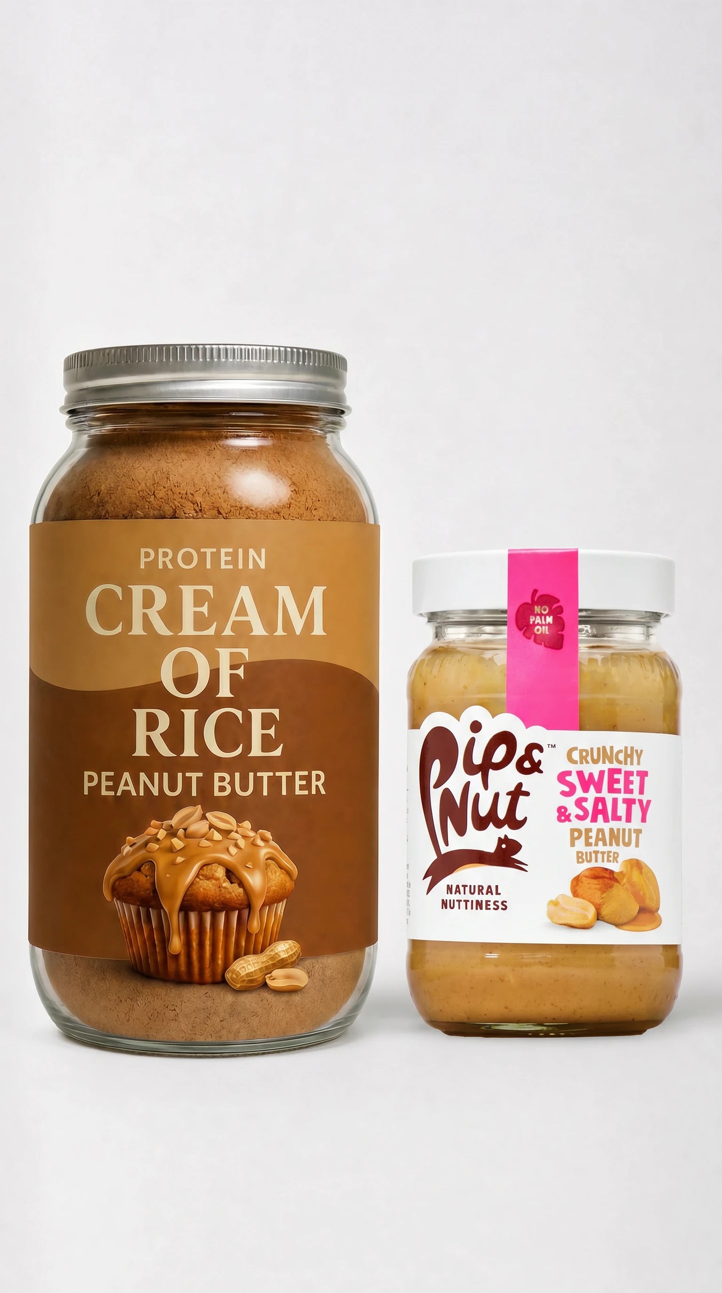 Protein Cream Of Rice Peanut Butter + Crunchy Pip & nut peanut butter