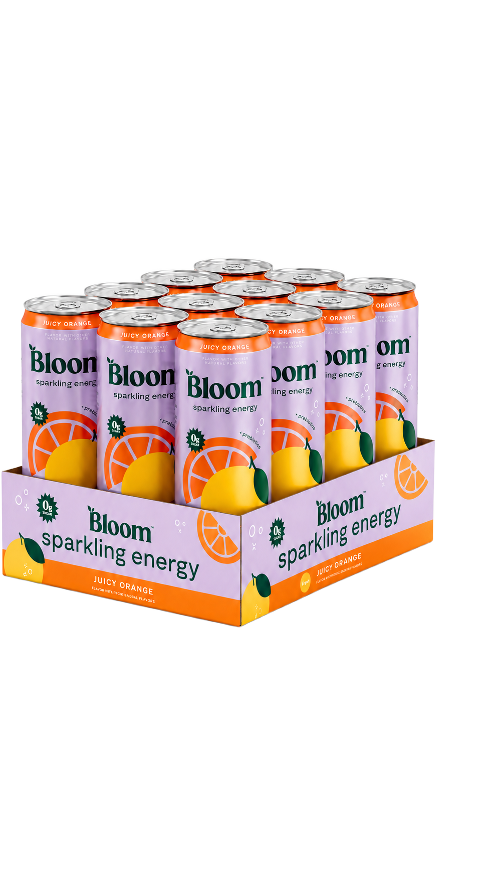 Bloom Sparkling Energy Juicy Orange can