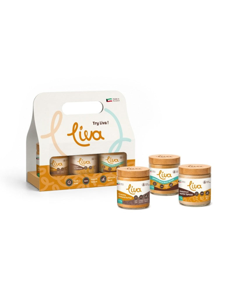 Liva Jars - Smooth peanut butter , Almond , Hazelnut