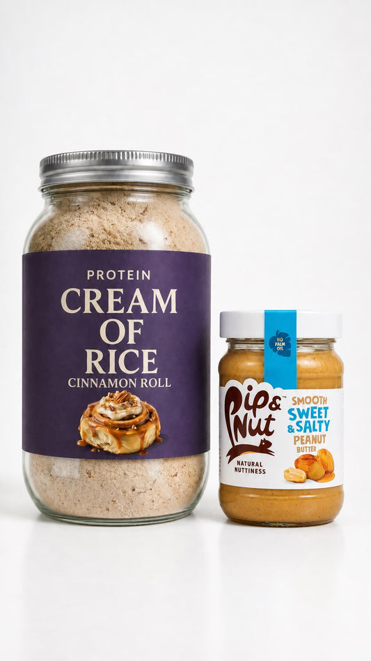 Protein Cream Of Rice Cinnamon Roll + Smooth Pip & Nut Peanut Butter