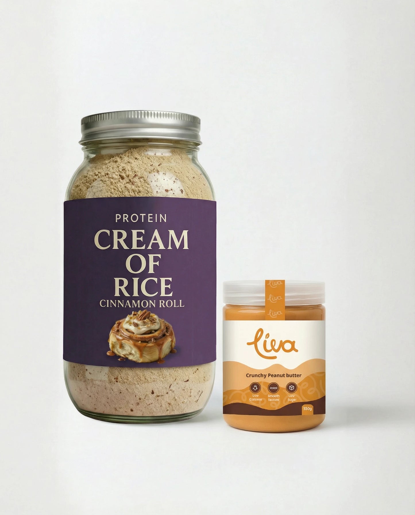 Protein Cream of Rice Cinnamon Roll+ Liva peanut butter