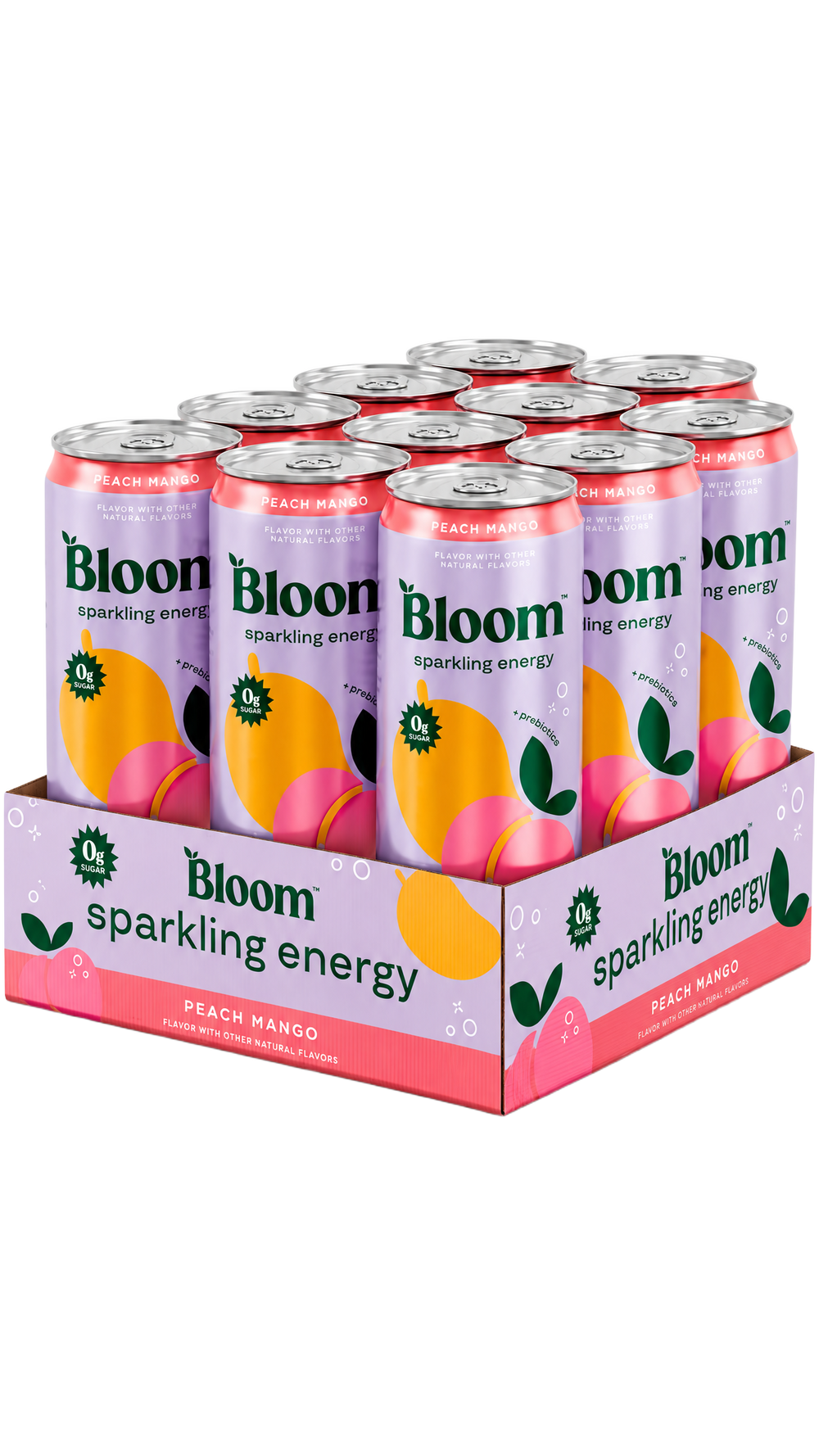 Bloom Sparkling Energy Peach Mango can