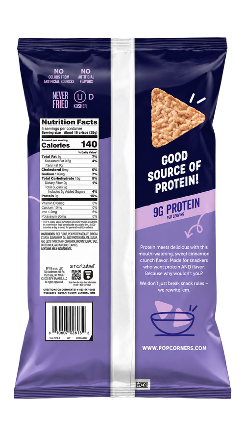 2 Large Bags PopCorners Protein Cinnamon Delight