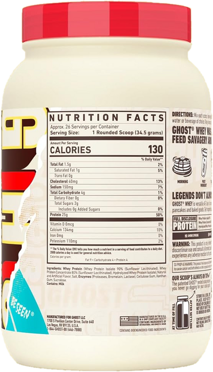 GHOST Whey Protein Cereal Milk nutrition facts and ingredients